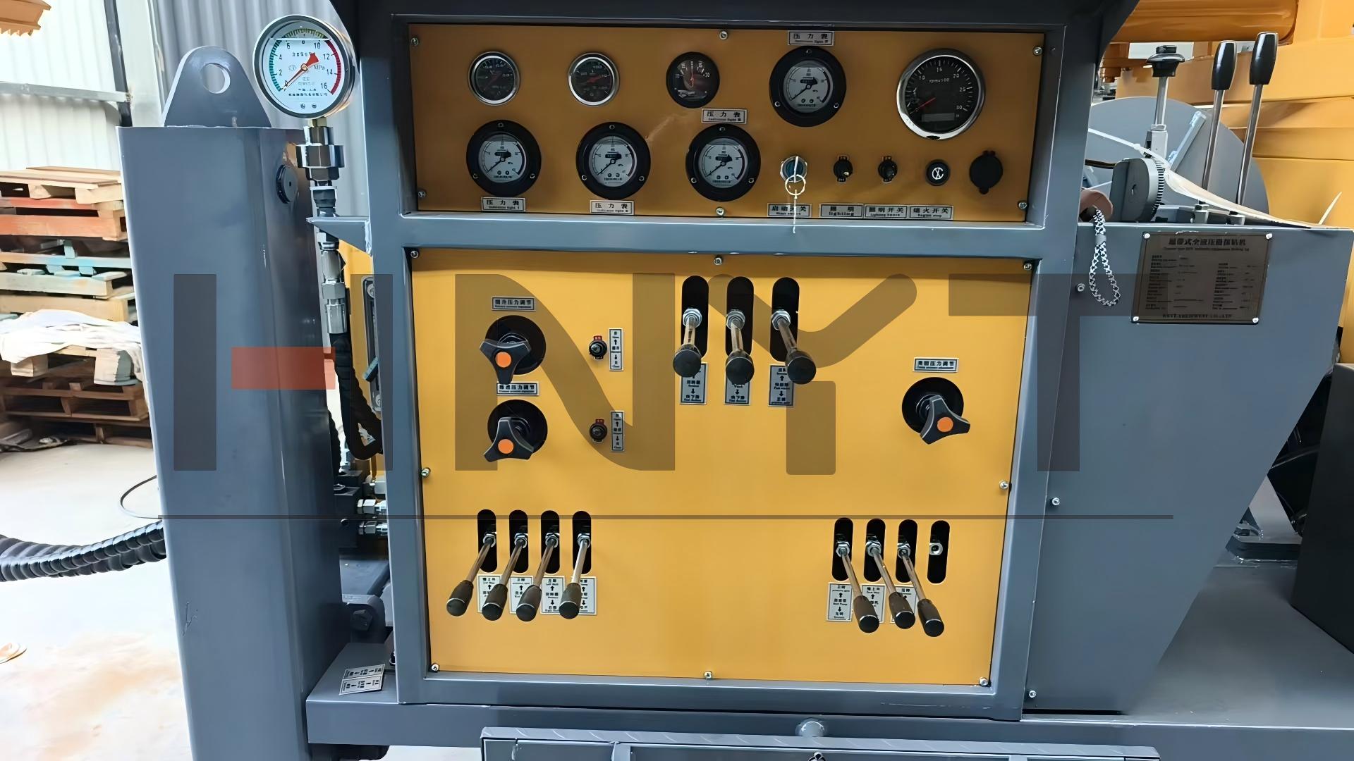 Control panel and pressure gauges checked during the factory test